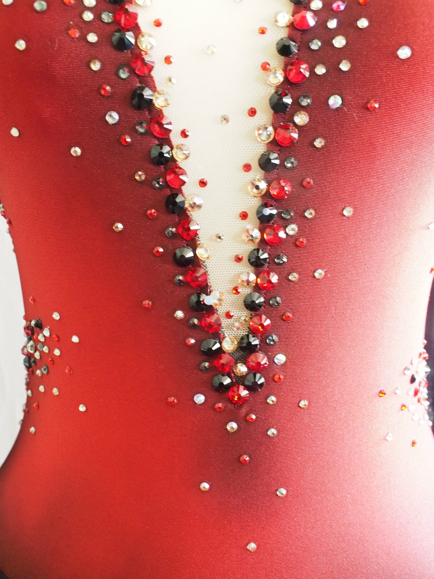 Competition Figure Skating Dress - Black and Red with Crystals