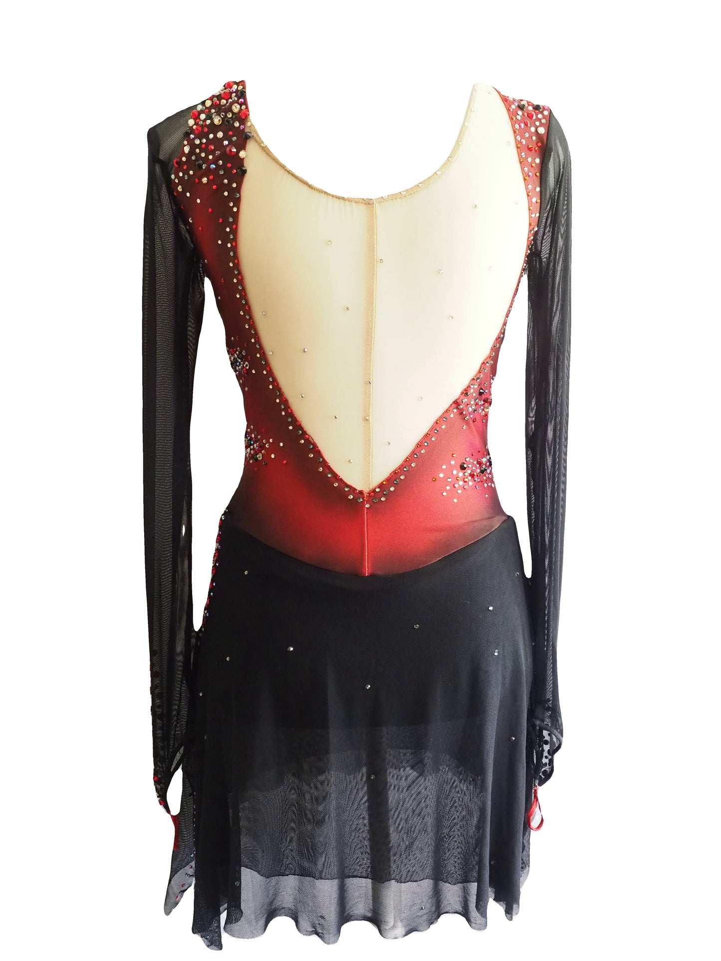 Competition Figure Skating Dress - Black and Red with Crystals