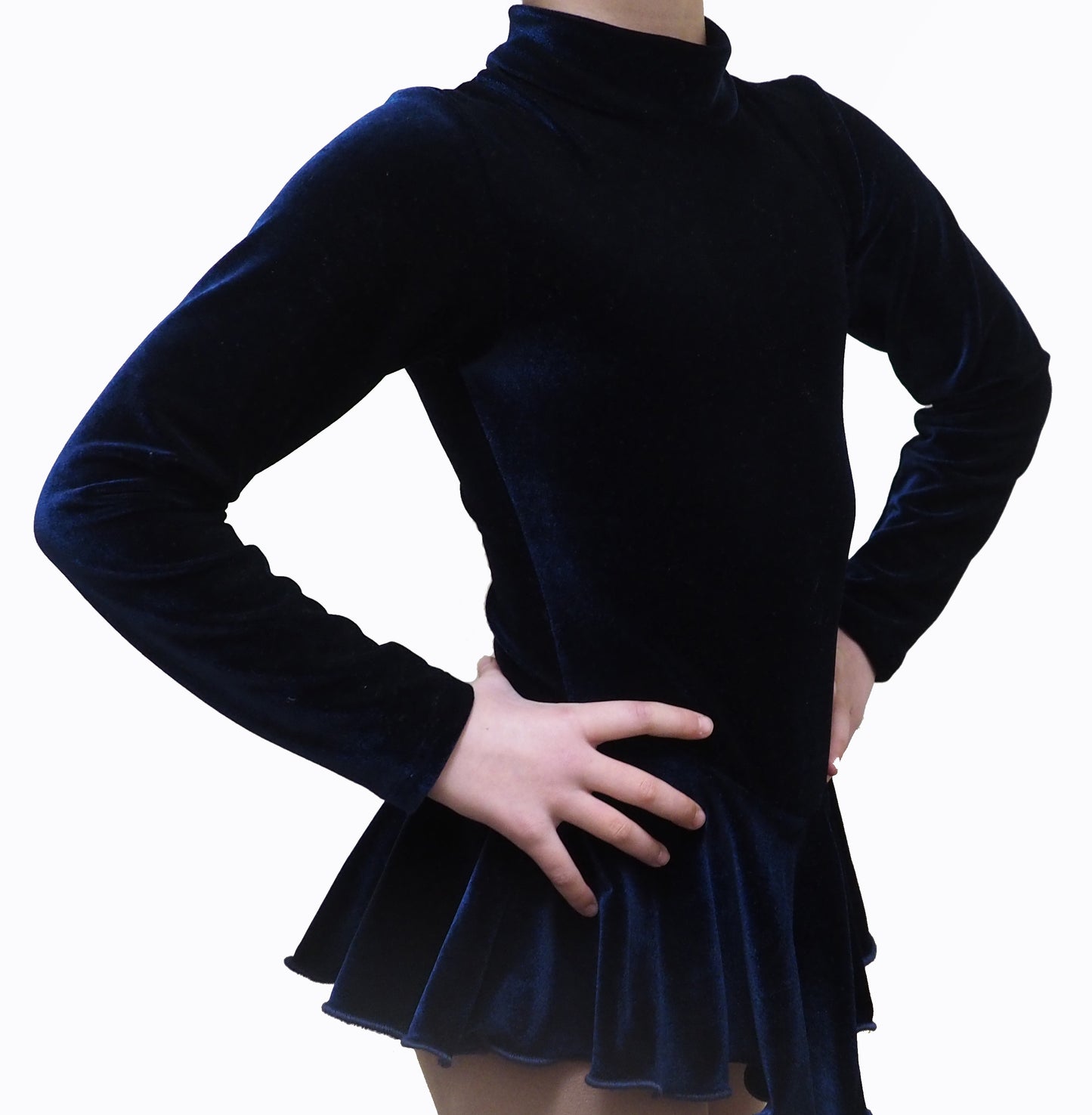 Figure Skating test dress turtleneck with loop or zipper on back, many colors and sizes! Velvet or Spandex.