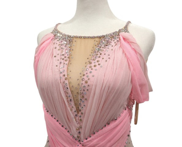 pink skating dress Aurora Ice Skating Dress, Pink Ombre Rhinestone Figure Skating Costume